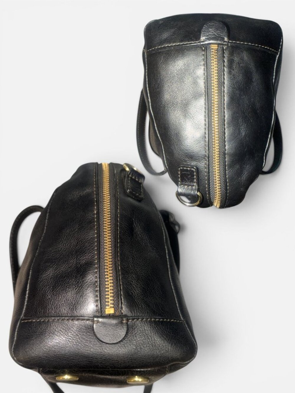 Fossil Sydney Satchel ZB5486 Black Matte Leather Old English Brass 3-way Med Bag - Picture 9 of 11